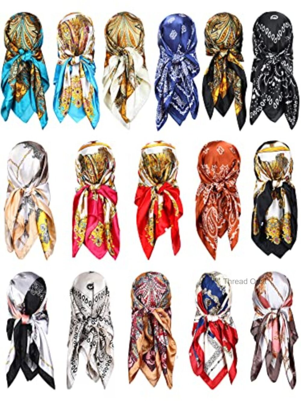 Satin Head Scarves 35 Inch Large Square Hair Wrap Sleep Silk Like Bandana Set